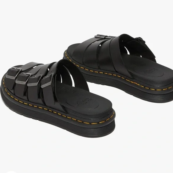 ❌SOLD❌ EUC [Dr. Martens] Black Leather Tate Sandals w Adjustable Buckles Mens 12 - Picture 2 of 15